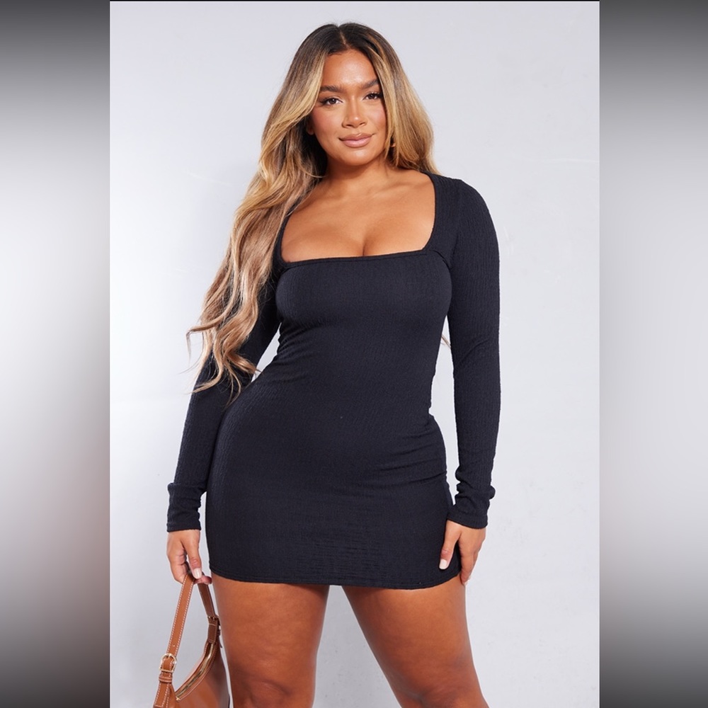 Black bodycon long sleeve mini dress
